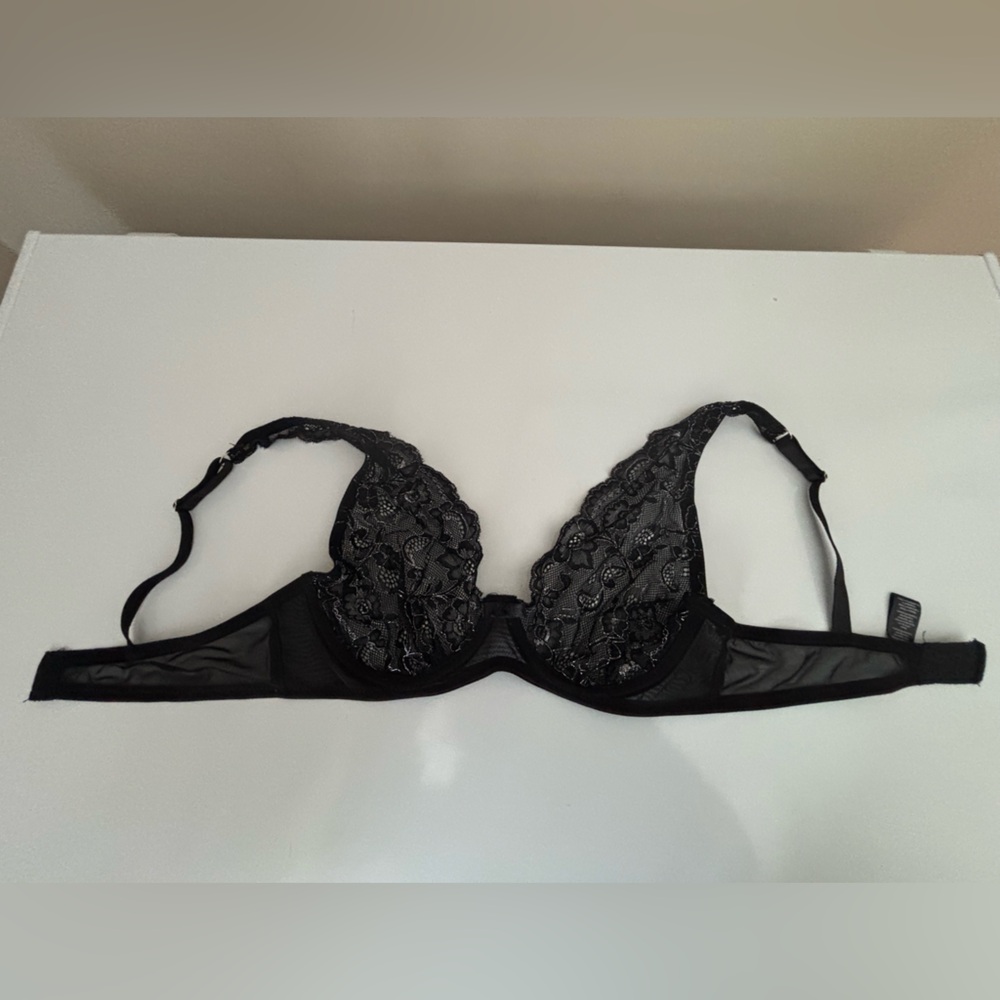 Elegant Black Lace Bra and matching garter belt
